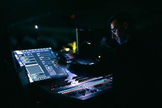 Mike Haight, Broadmoor Executive Pastor of Creative Arts, at the church’s DiGiCo SD8 FOH console and external monitor running KLANG:app.