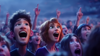 Some terribly AI-generated crowd members posted to a League of Legends: Wild Rift account on Weibo. 