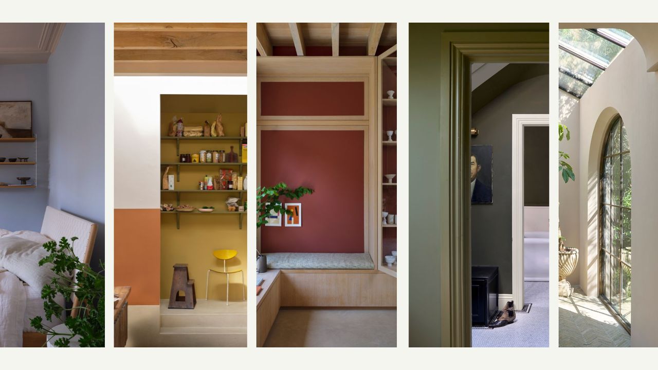 Compilation of 5 images to showcase Farrow &amp; Ball&#039;s new colours