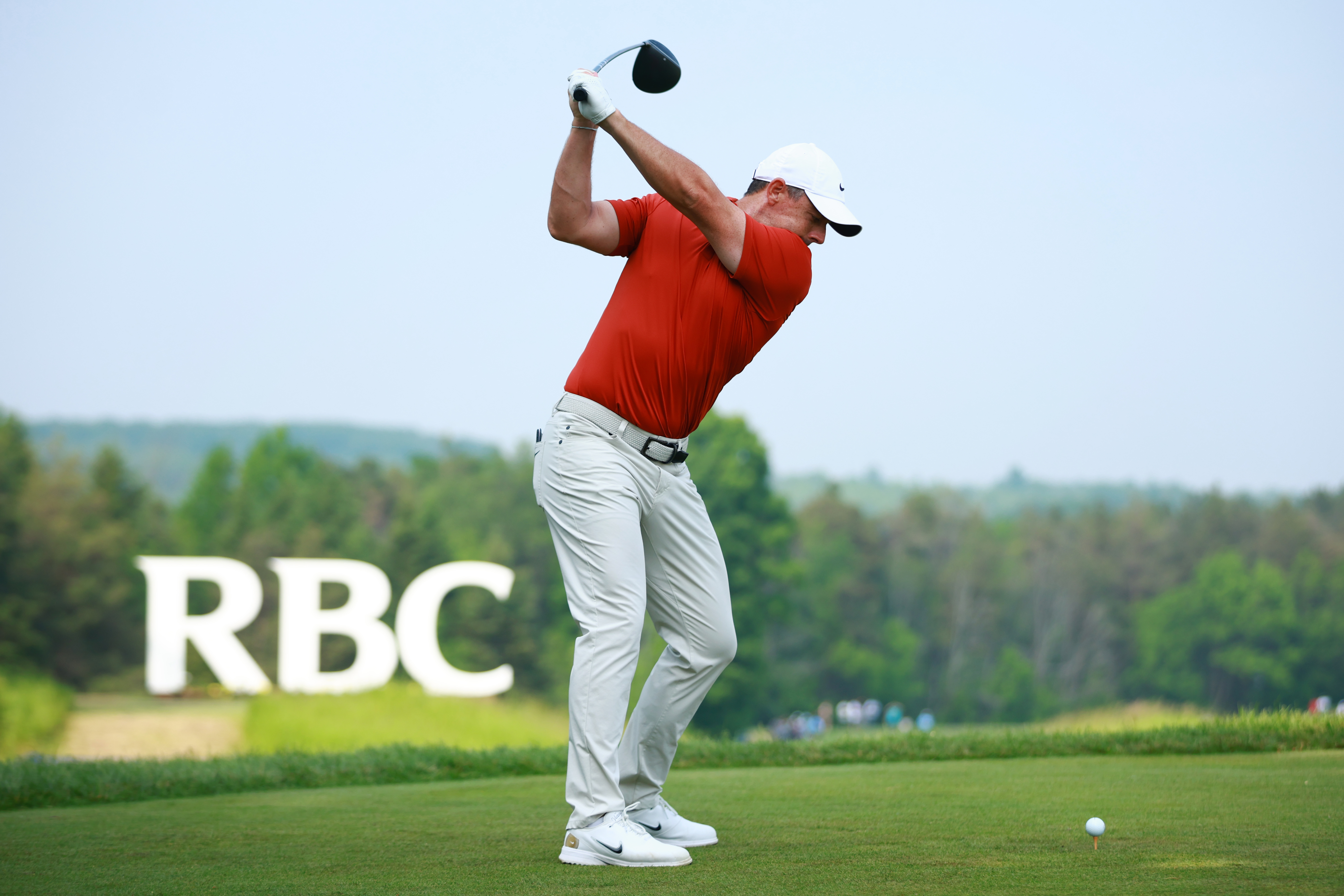 Rory McIlroy at the top of his backswing