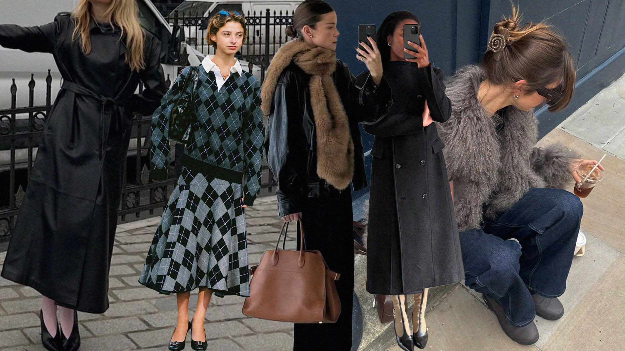 Collage of women in London wearing anti-trends.