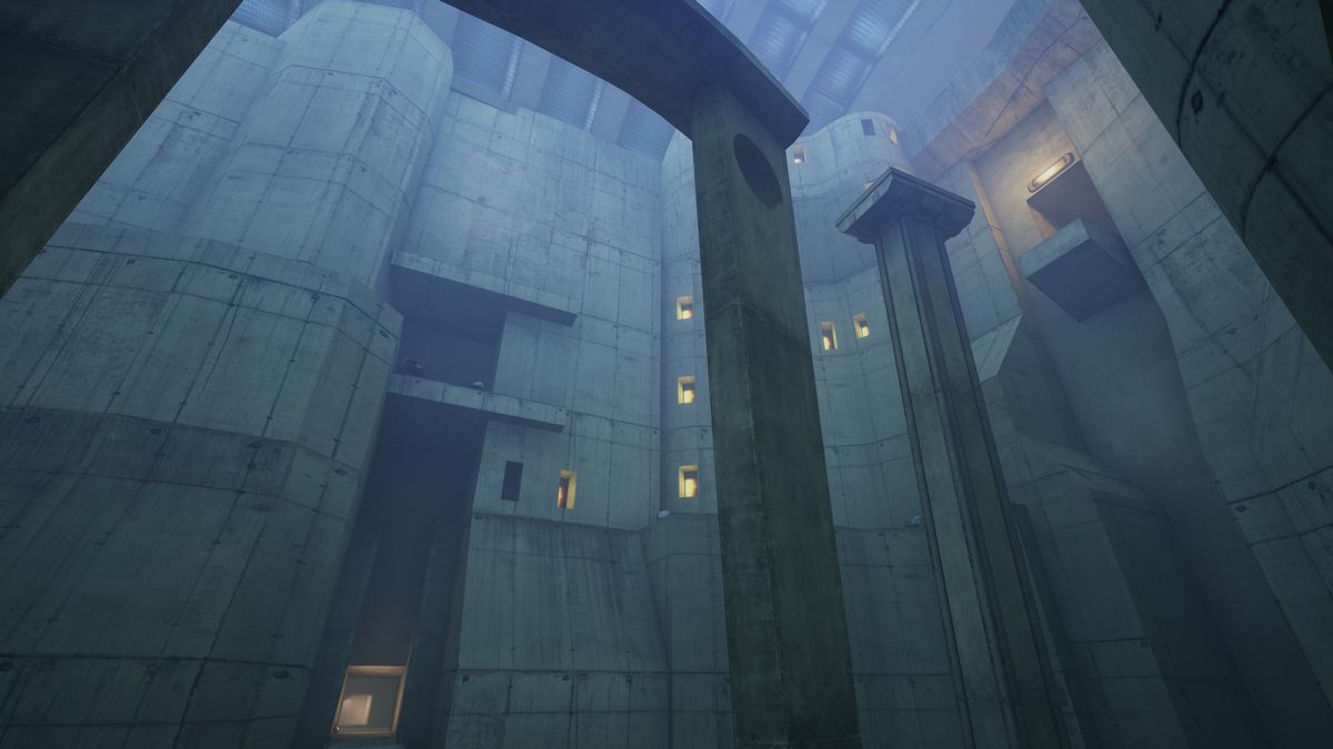 Vholume surreal brutalist interior