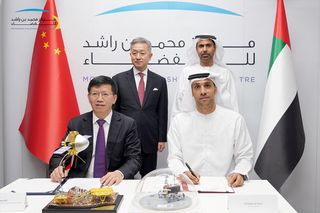 The space agencies of the UAE and China signed a memorandum of understanding to cooperate on future robotic moon missions. Photo released Sept. 16, 2022.