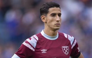 Nayef Aguerd of West Ham United ahead of the pre-season friendly match between Rangers and West Ham United at Ibrox Stadium on July 19, 2022 in Glasgow, Scotland.