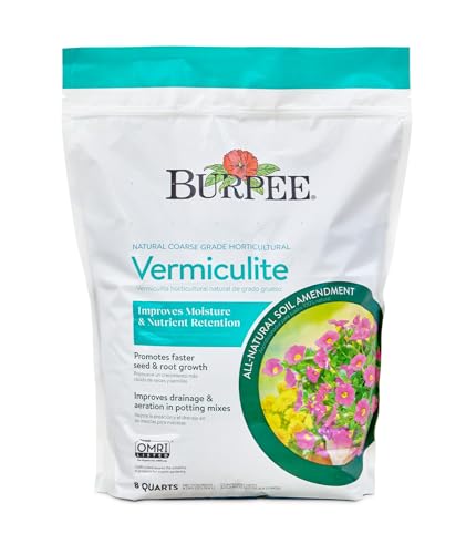 Burpee Organic Horticultural Add to Potting Soil | Ideal for Seed Starting, Water Retention and Plant Propagation | 100% Natural | 8 Quart, 1-Pack, Vermiculite (8qt)
