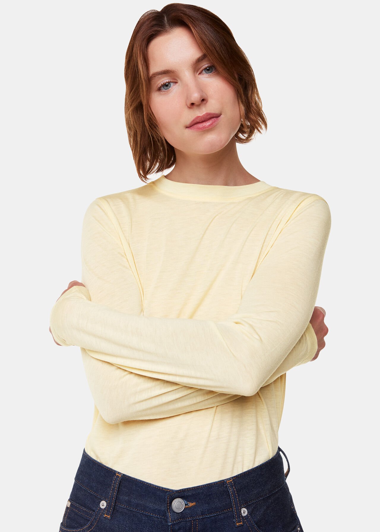 Yellow Wool Blend Crew Neck Top