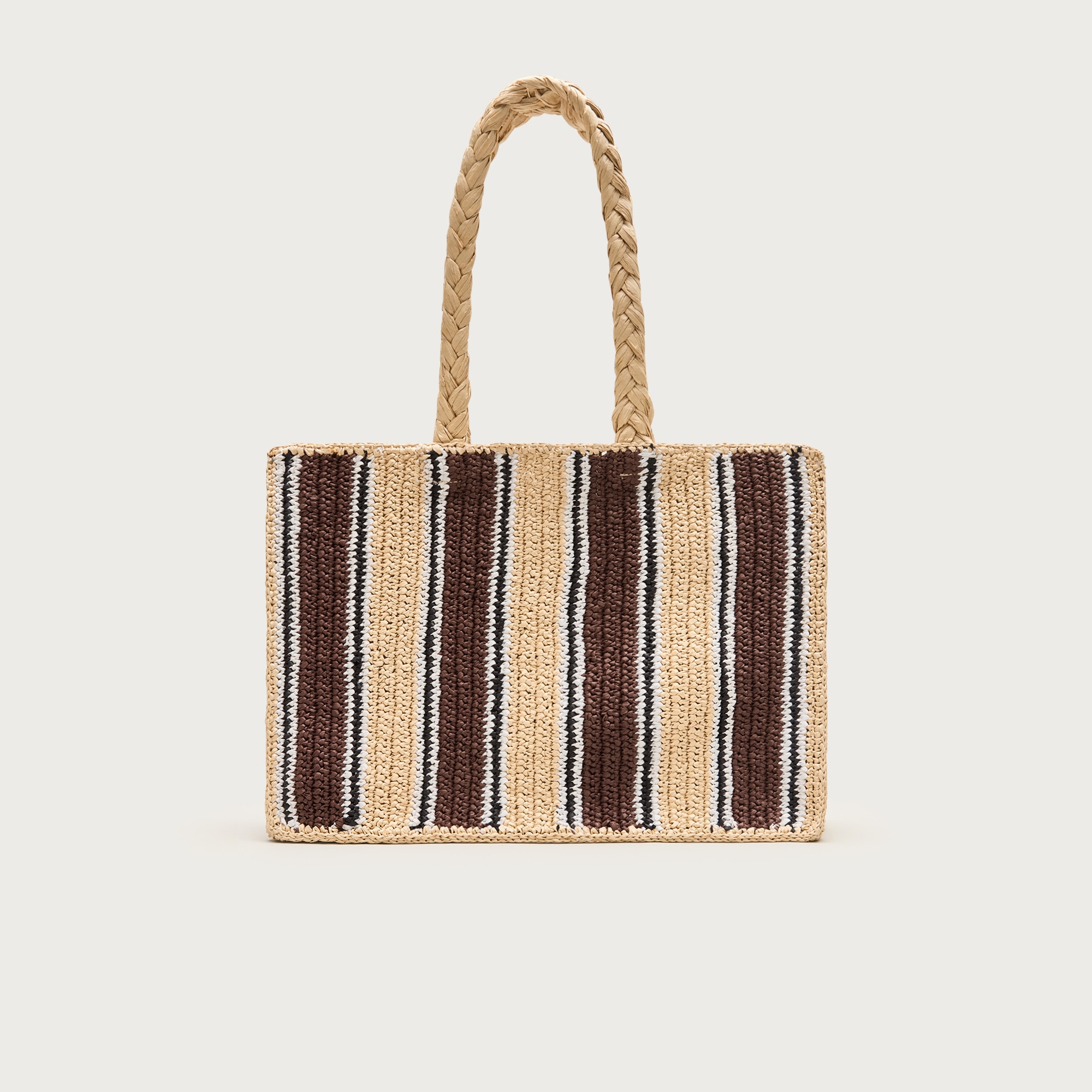 Handknotted Straw Tote Bag in Stripe