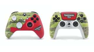 Yorkshire Tea PlayStation 5 Dualsense and Xbox controllers