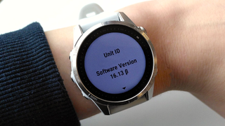 Garmin Fenix 7 watch showing update to software beta version 16.13