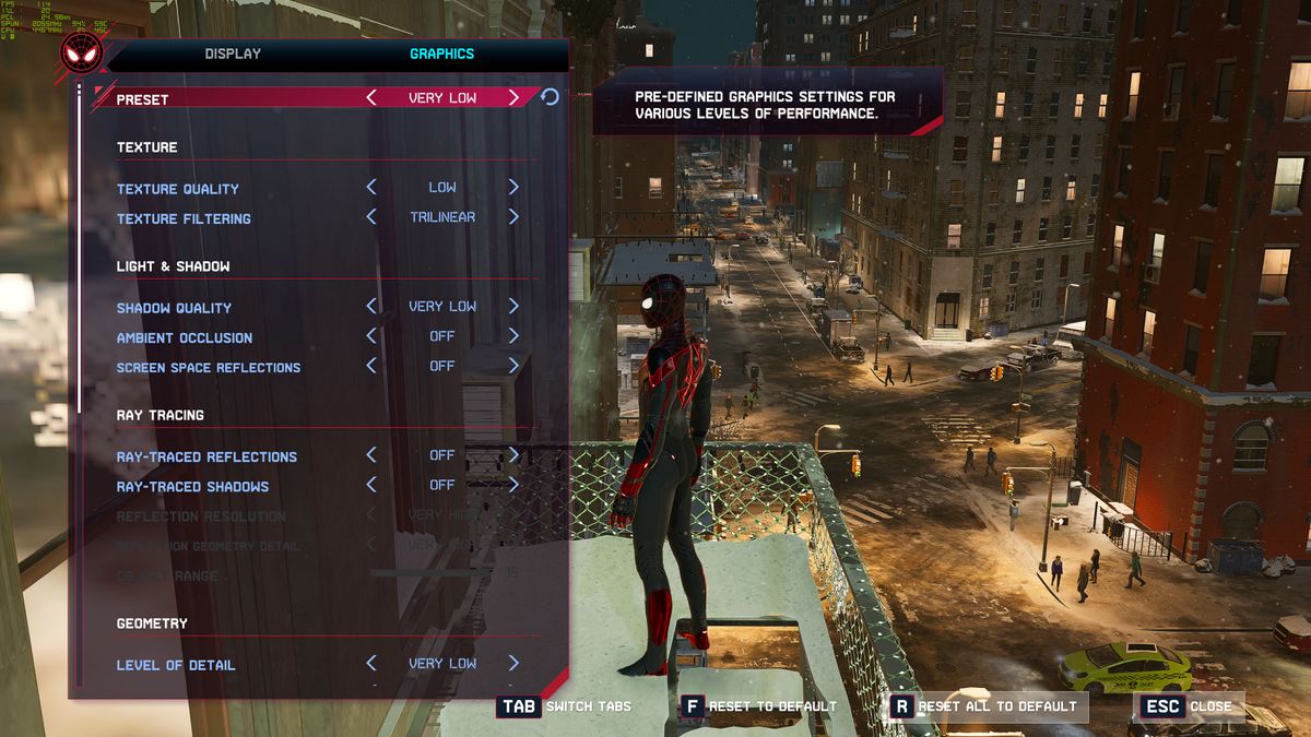 Spider-Man Miles Morales PC Settings