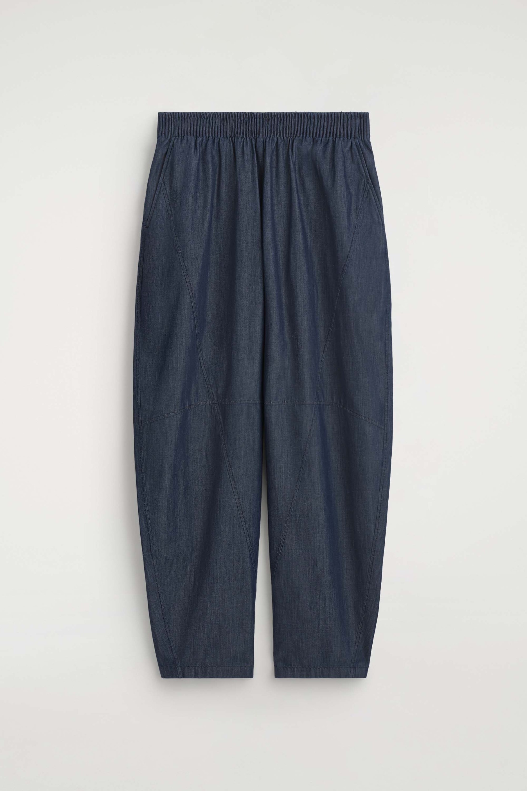 Elasticated Barrel-Leg Denim Pants
