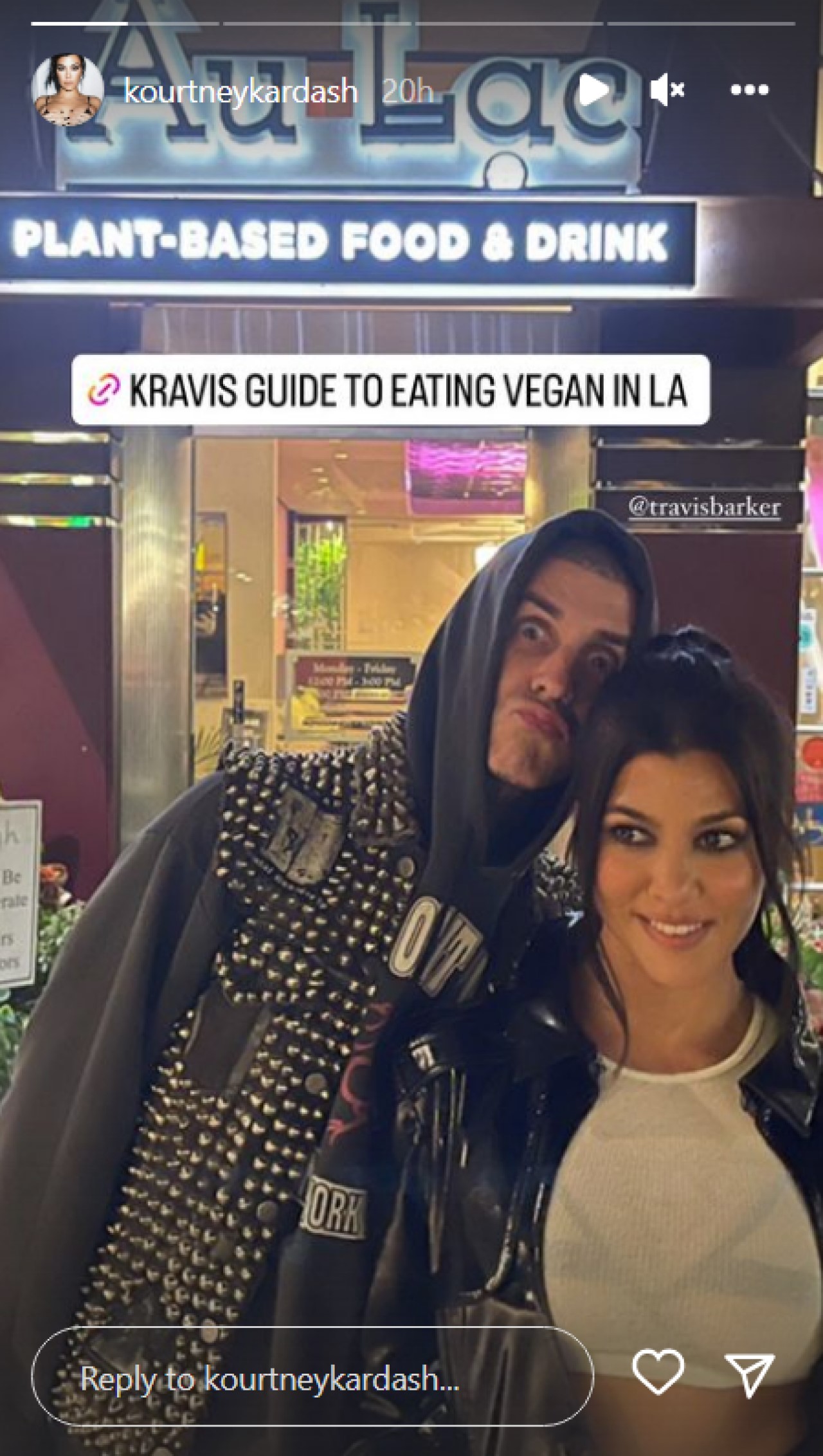 Kourtney Kardashian shares a photo of her and Travis Parker on Instagram.