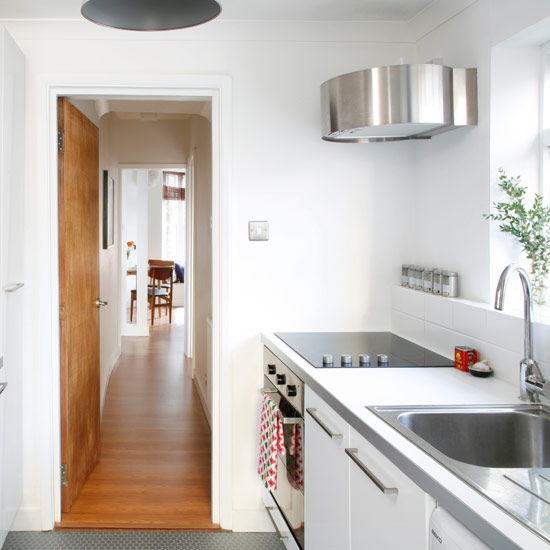 Kitchen with white walls and white cabinet