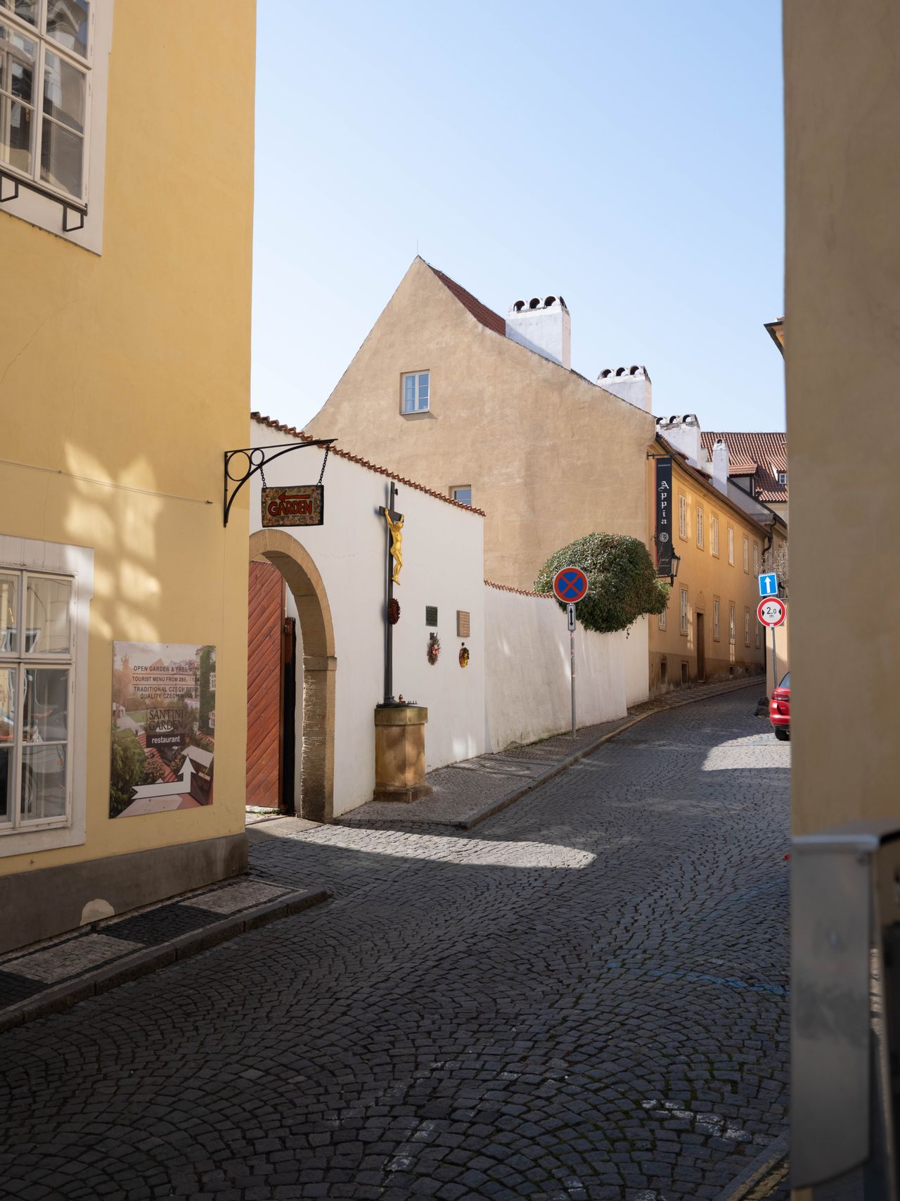 Street in Prague with a small shine