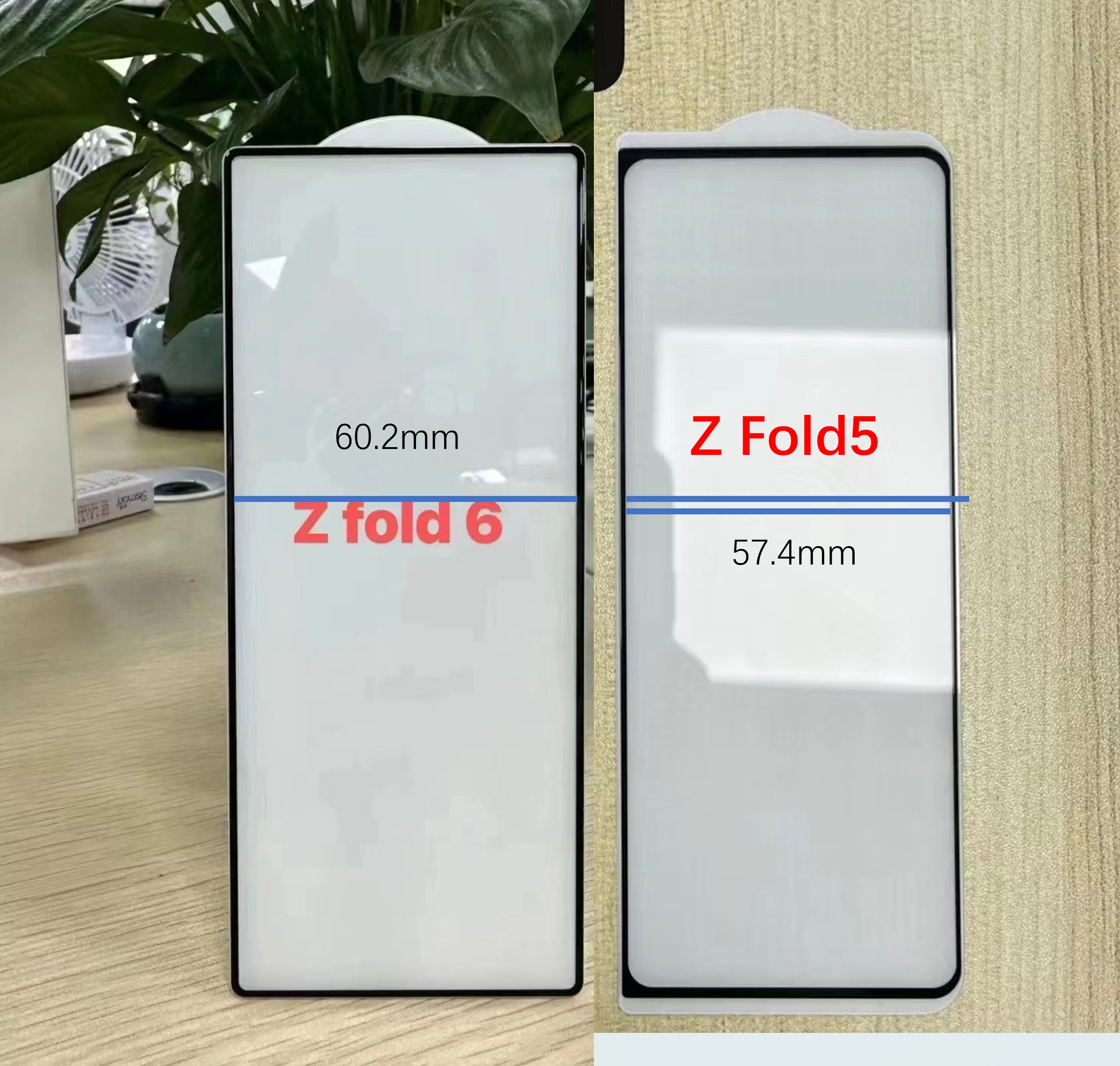 An alleged composite image of a Galaxy Z Fold 6 and Galaxy Z Fold 5, both closed