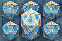 Blue crystal dice with gold cage modded into Baldur's Gate 3