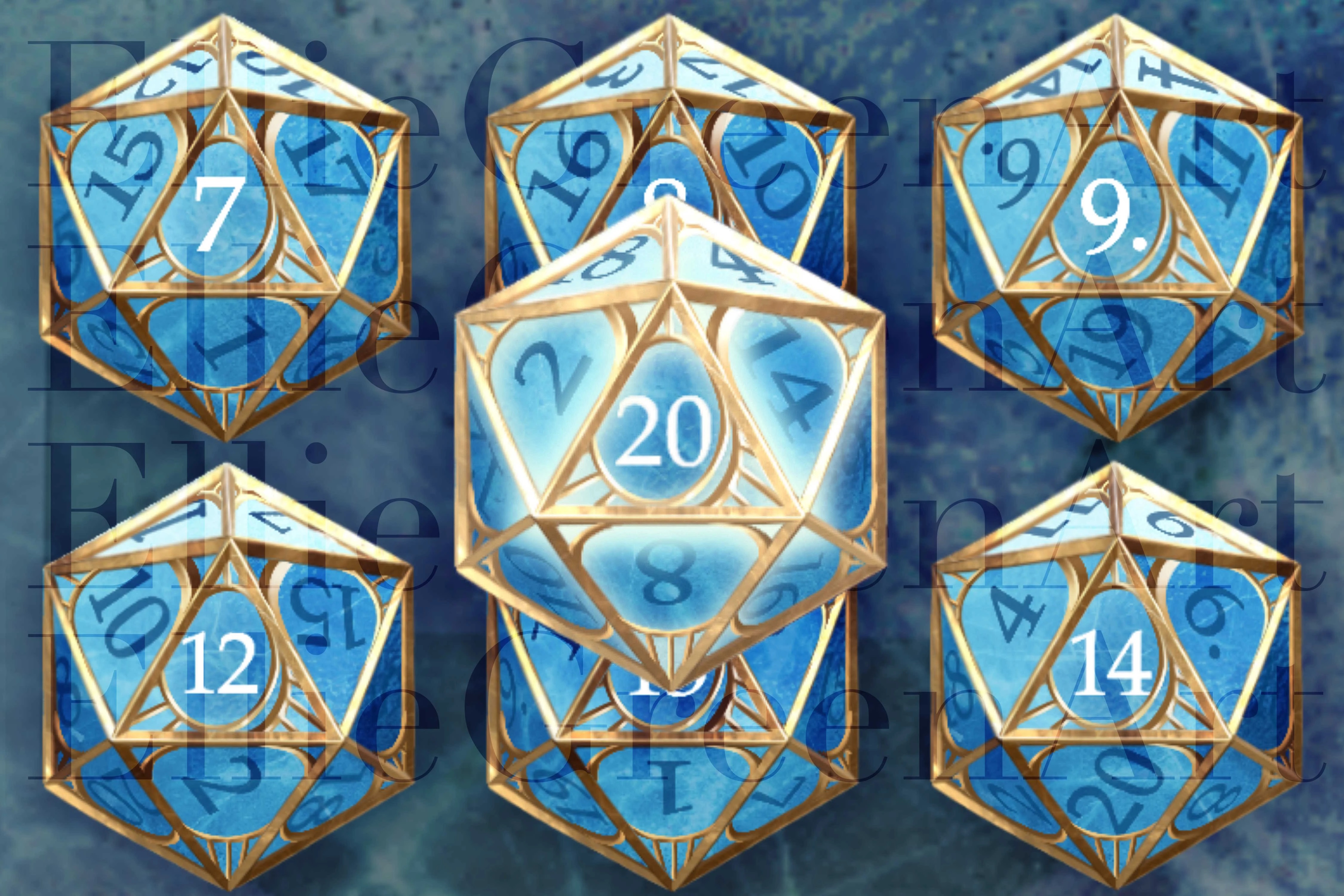 Blue crystal dice with gold cage modded into Baldur's Gate 3