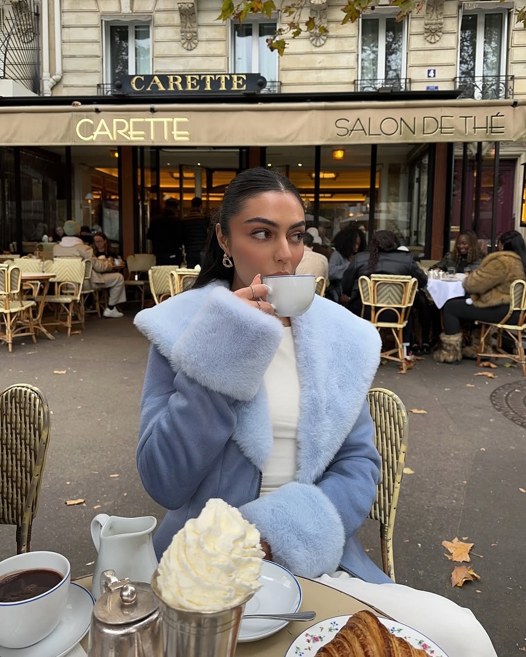 woman wearing icy blue color trend spring 2026