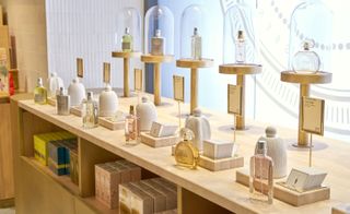 Display of different fragrances on stands