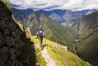 A hiker on the Inca Trail in Peru