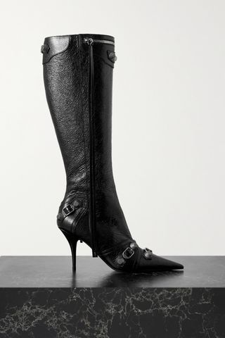 Cagole Embellished Textured-Leather Knee Boots