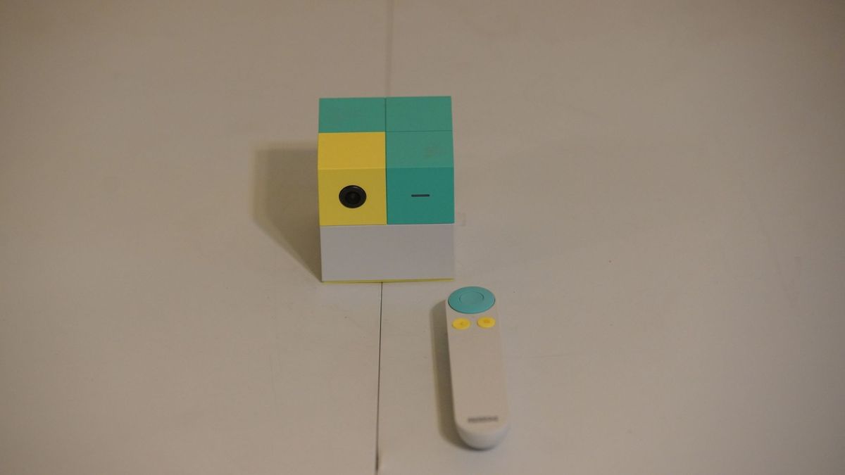 The Nex Playground console alongside its included remote accessory