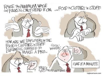 Political cartoon business minimum wage