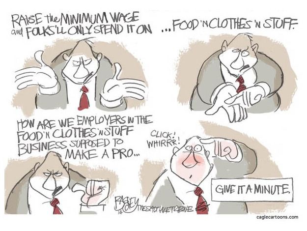 Political cartoon business minimum wage