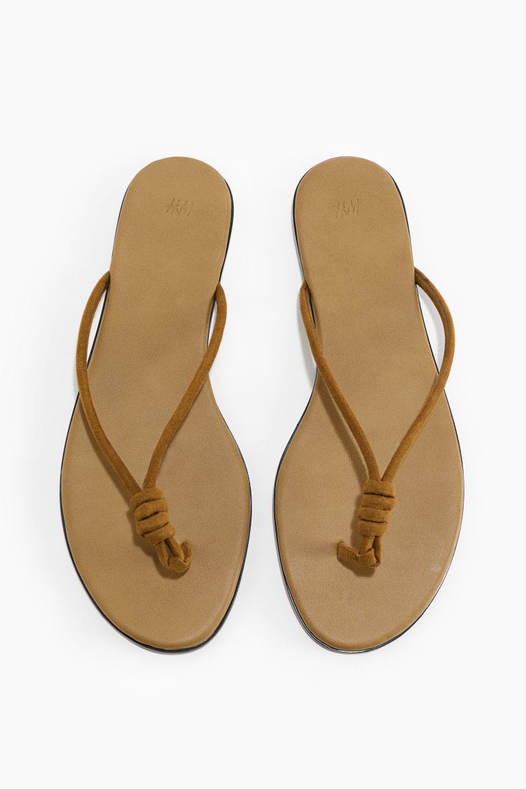 Knot-Detail Flip-Flops in Deep Beige