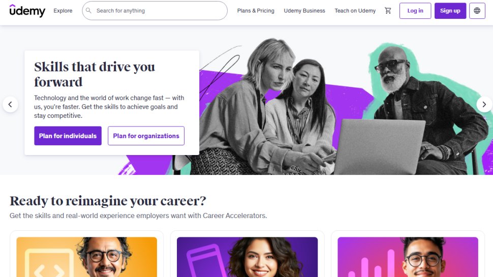 Website screenshot of Udemy (August, 2025)