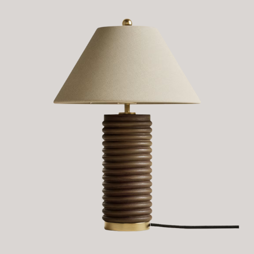 Wooden Ribbed Table Lamp