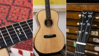 A custom-made acoustic guitar featuring Palestinian motifs by luthier Gary Leddington