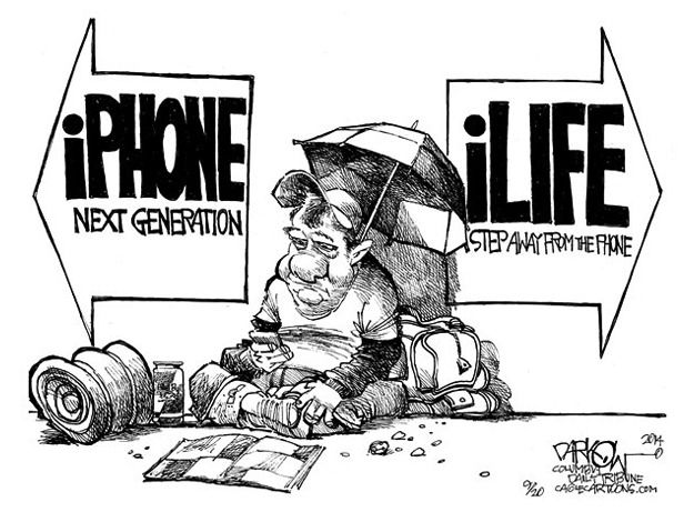 Editorial cartoon technology Apple iPhone