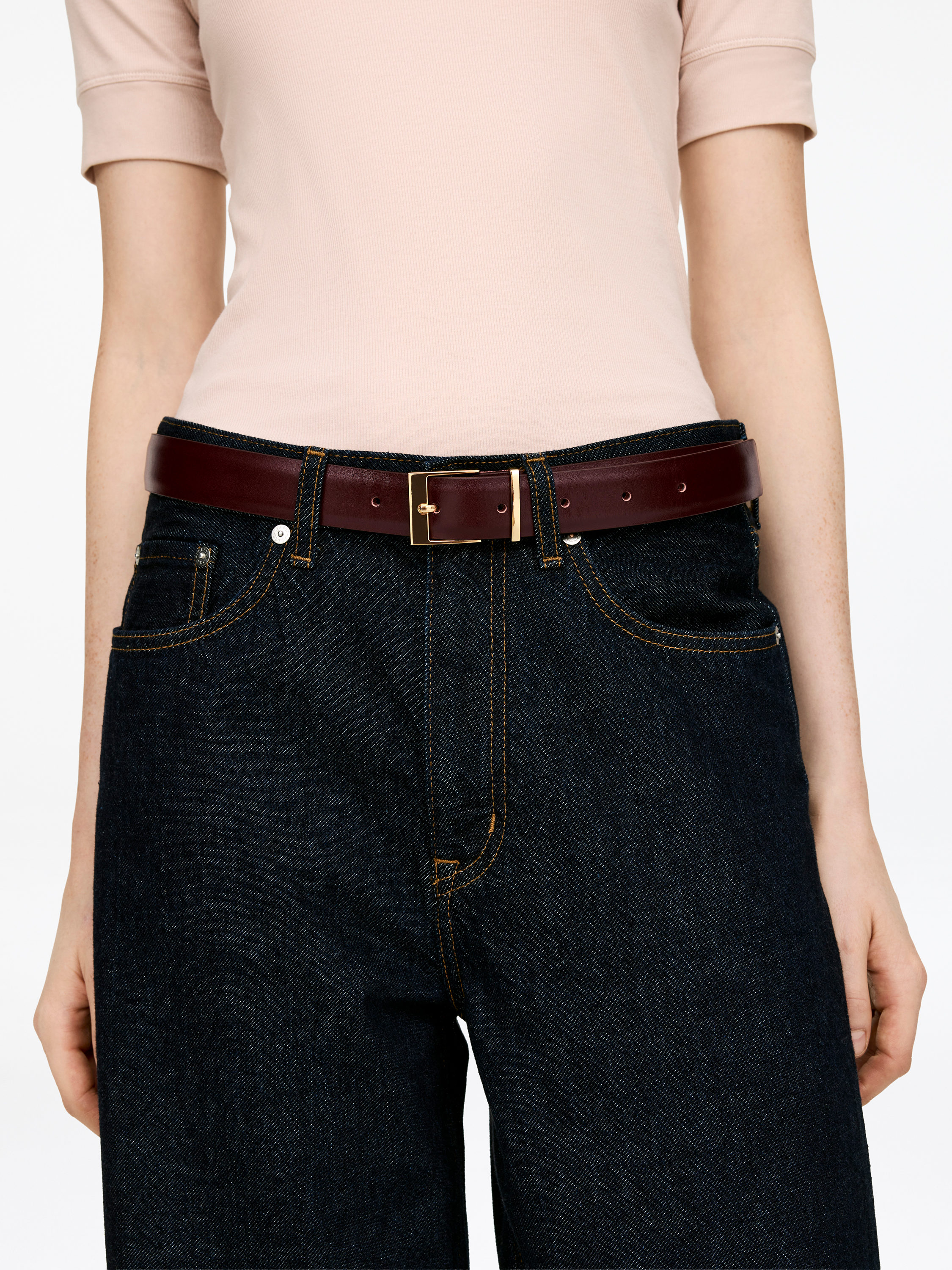 Leather Belt &amp;ndash; Dark Red &amp;ndash; Women &amp;ndash; Arket Gb