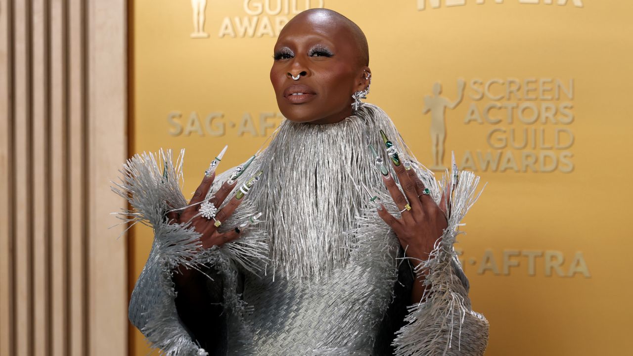 Cynthia Erivo on the 2025 SAG red carpet