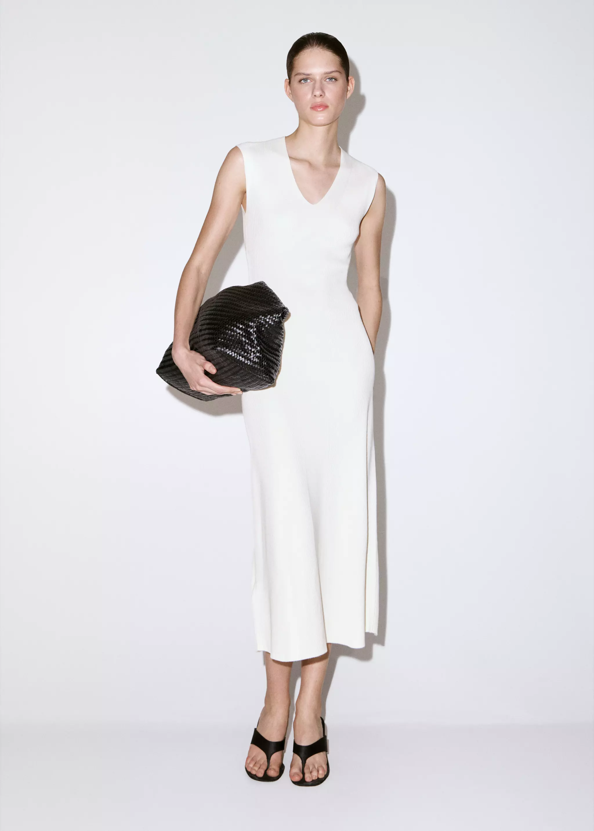 V-Neck Knitted Dress - Women | Mango Usa