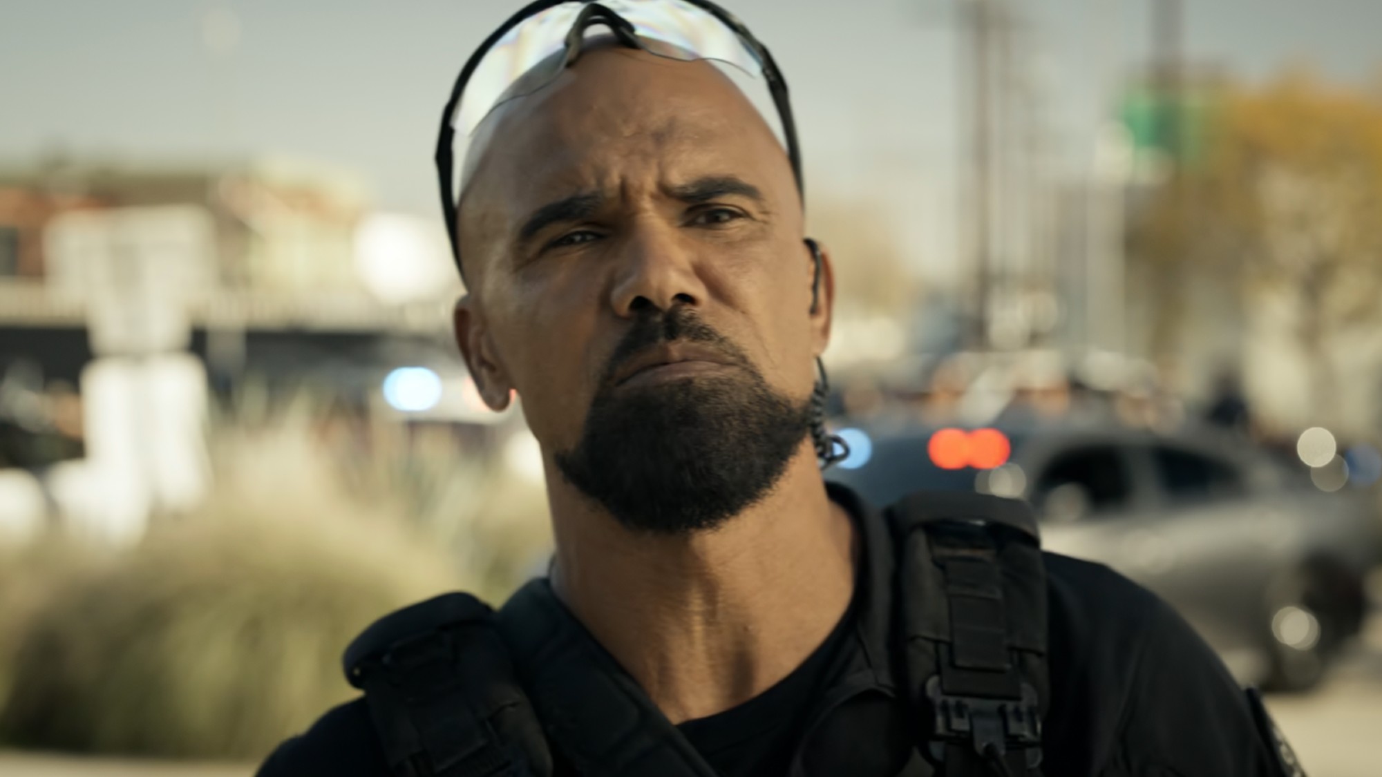 Shemar Moore looking seirous on S.W.A.T.