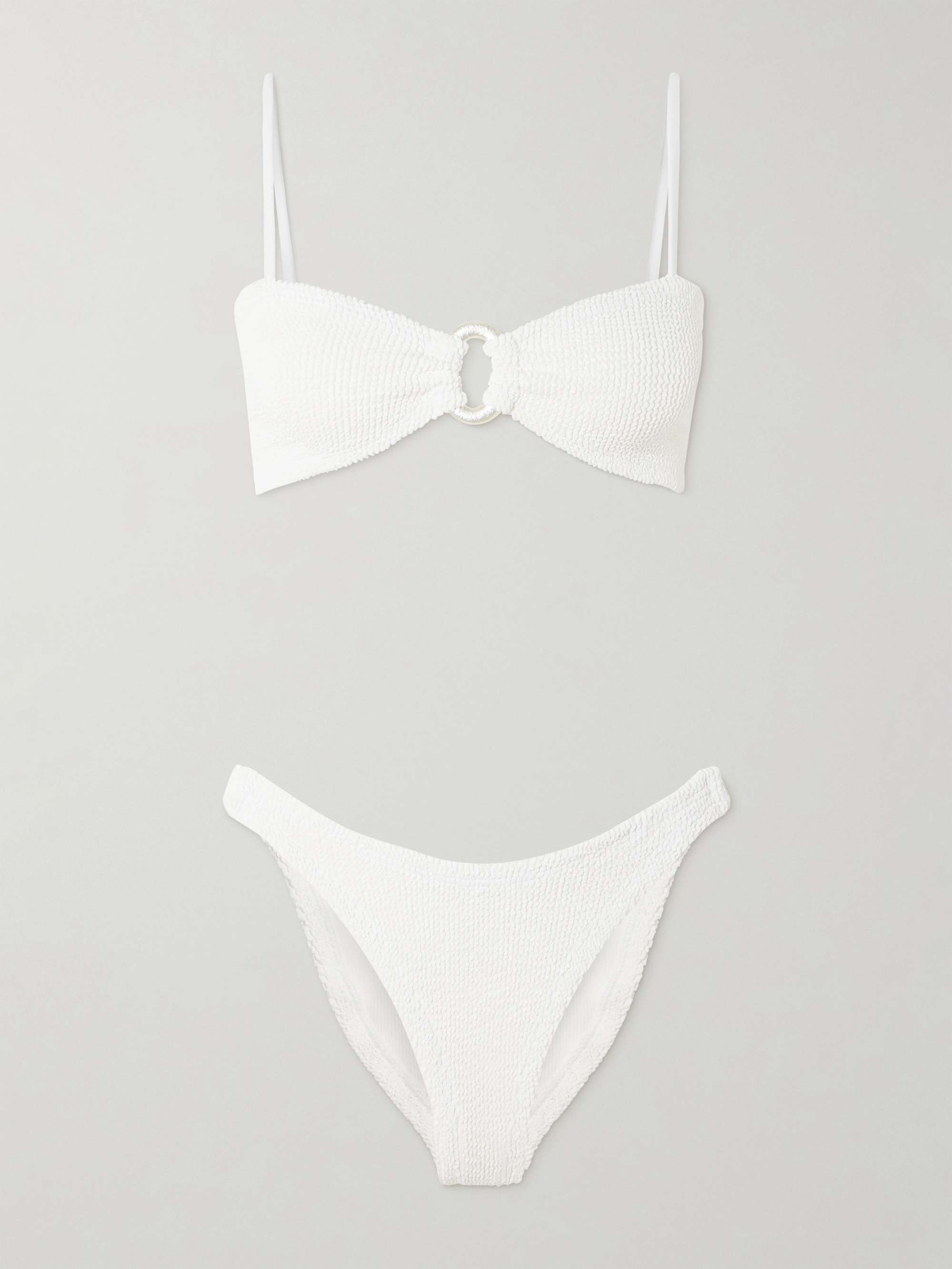Misty Faux Pearl-Embellished Seersucker Bikini
