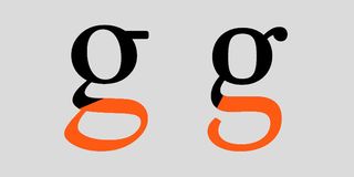 Typography design: Lower case 'g' with bottom loop highlighted