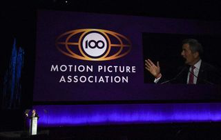 MPA CEO Charles Rivkin on stage at Cinemacon 2022. 