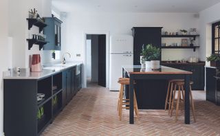 CaPietra kitchen with brick floor tiles