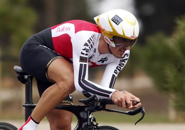 Fabian Cancellara (Switzerland) in full flight on the road to Geelong