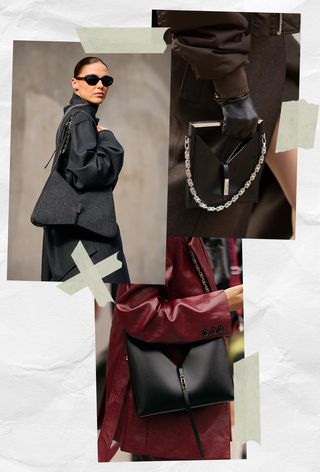 A collage of women wearing the Givenchy cutout bag
