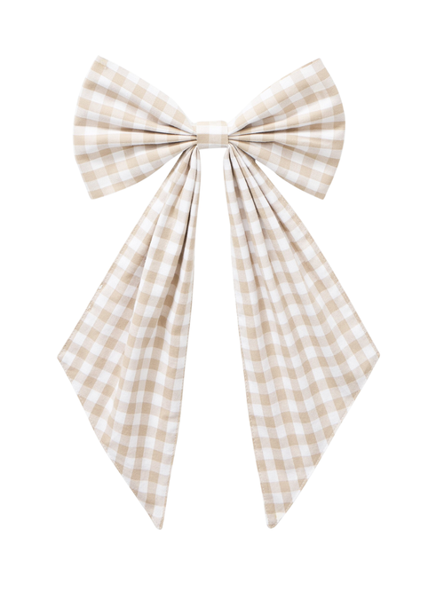 Camel Gingham Wreath Bow