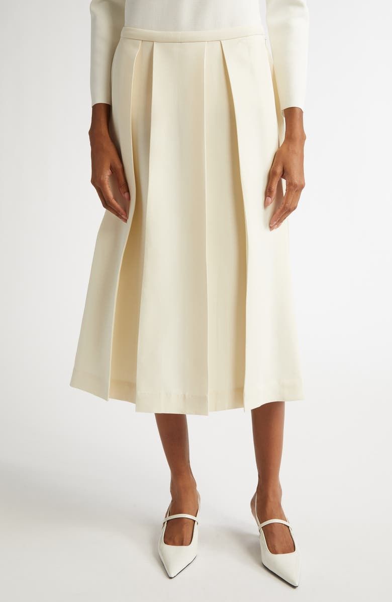 Twinflower Pleated Wool & Silk Midi Skirt