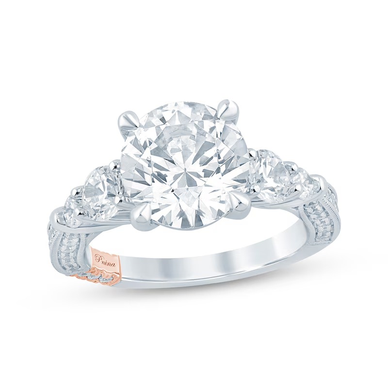 jared, Pnina Tornai Round-Cut Lab-Grown Diamond Engagement Ring 4 Ct Tw 14k White Gold