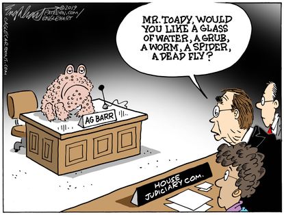 Political Cartoon U.S. Barr house judiciary meeting