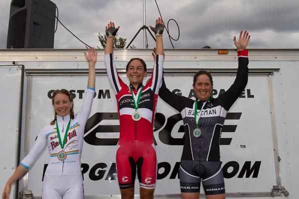 The Elite Women's podium for the first race of the 2012 Verge New England Cyclocross Series