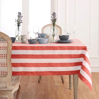 Amazon red and white striped tablecloth