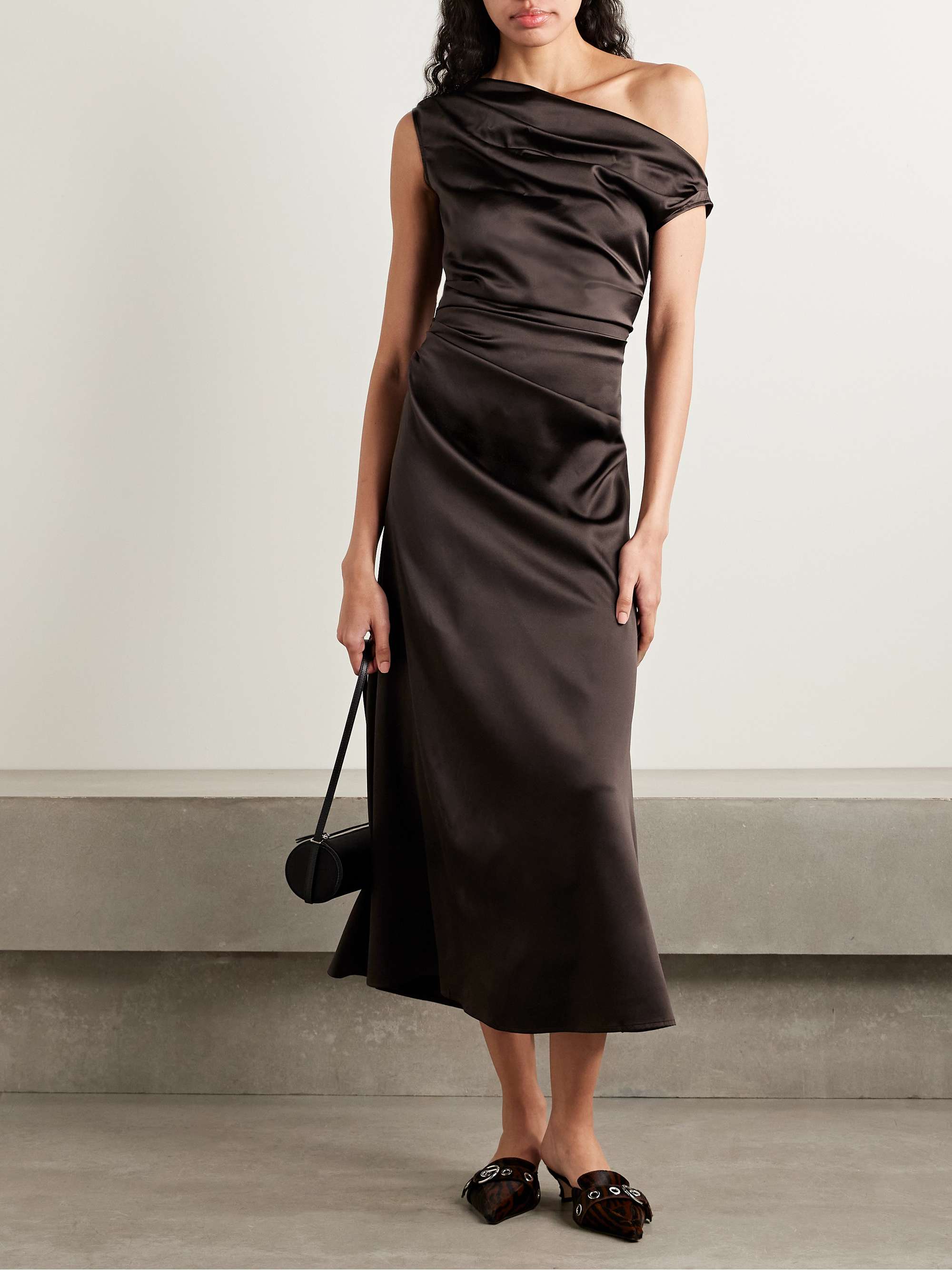 Phare Draped Silk-Blend Midi Dress